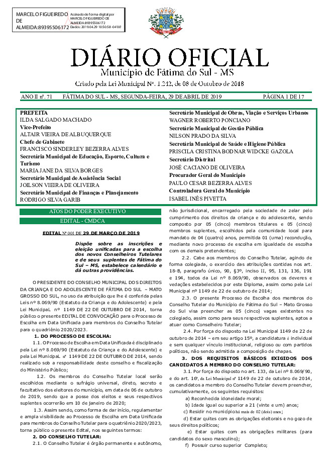 Diário Oficial - Edição nº 71