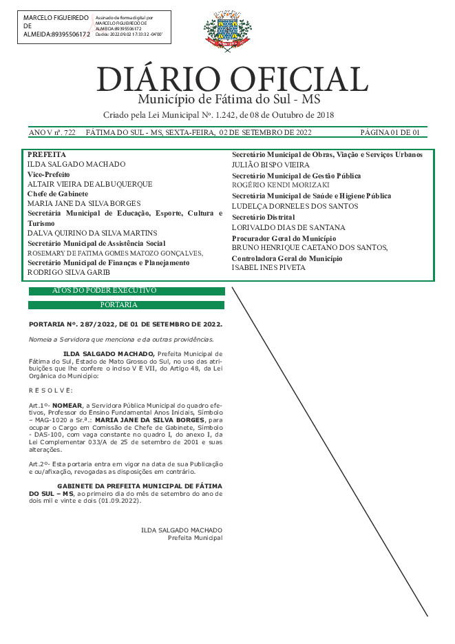Diário Oficial - Edição nº 722