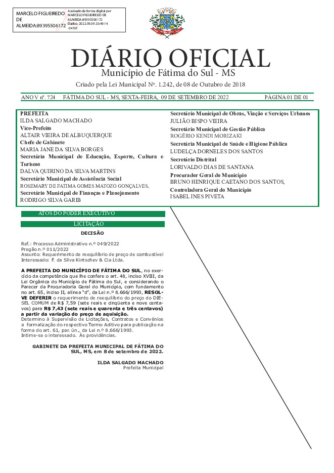 Diário Oficial - Edição nº 724
