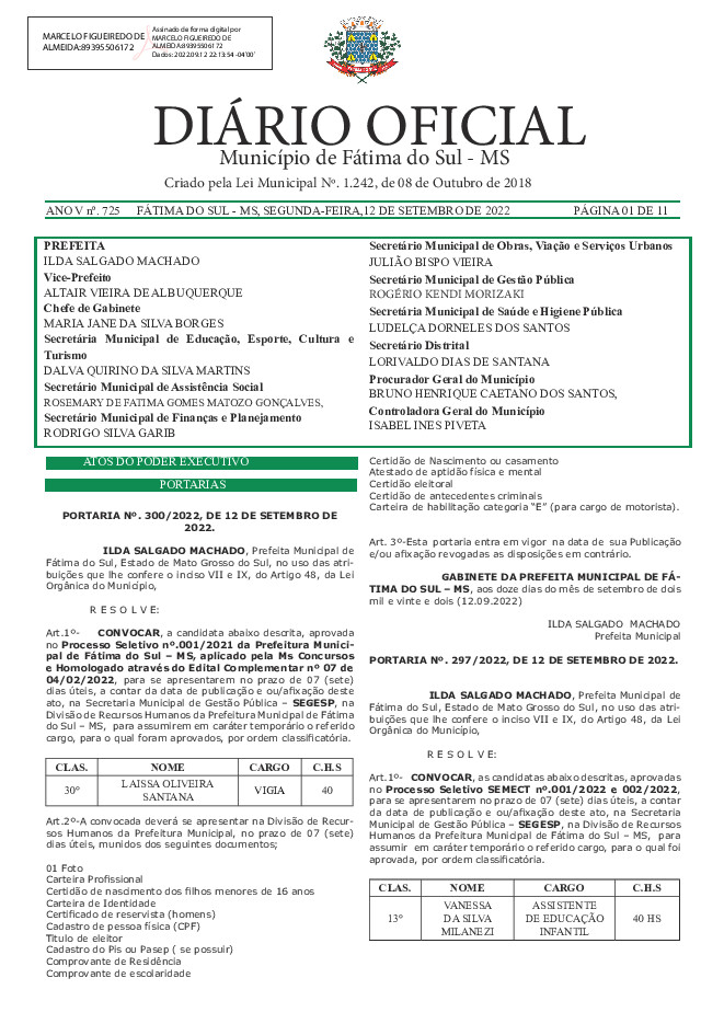 Diário Oficial - Edição nº 725