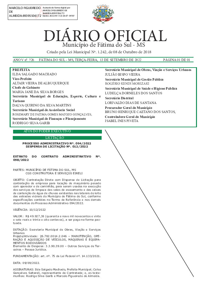 Diário Oficial - Edição nº 726