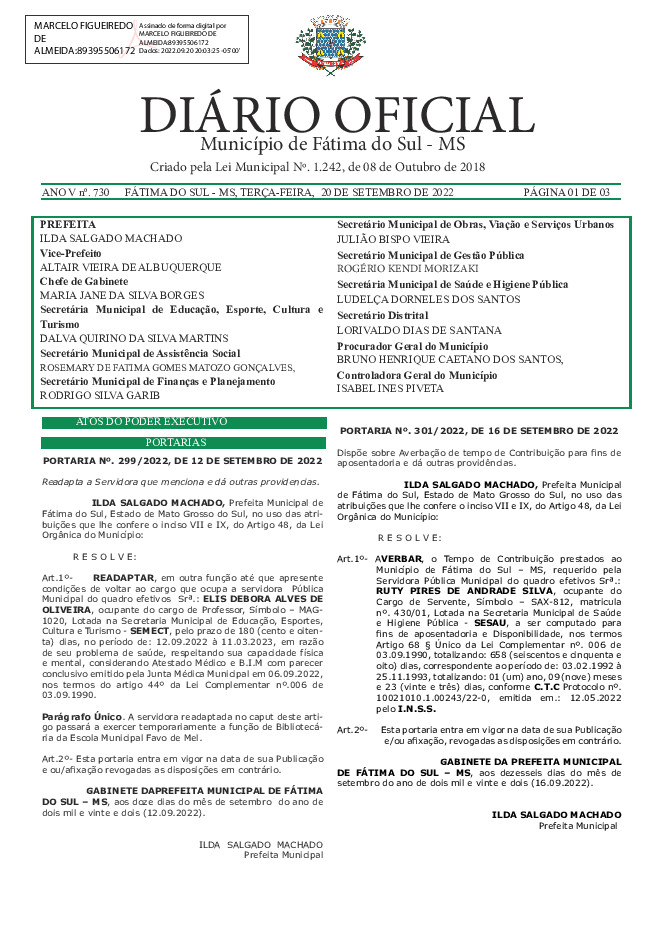 Diário Oficial - Edição nº 730