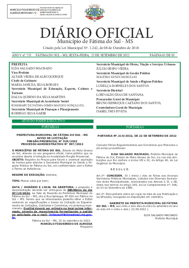 Diário Oficial - Edição nº 733