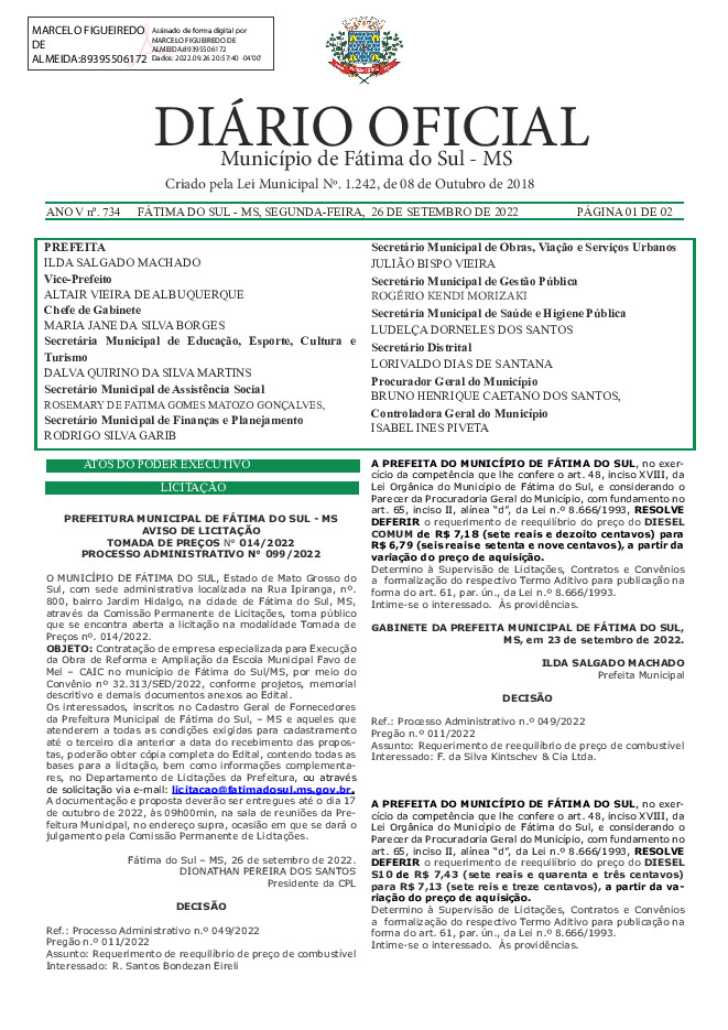 Diário Oficial - Edição nº 734