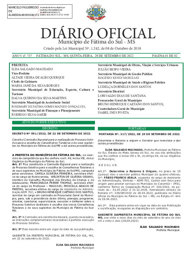 Diário Oficial - Edição nº 737