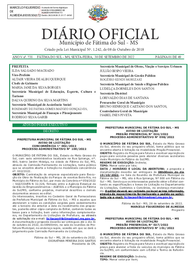 Diário Oficial - Edição nº 738