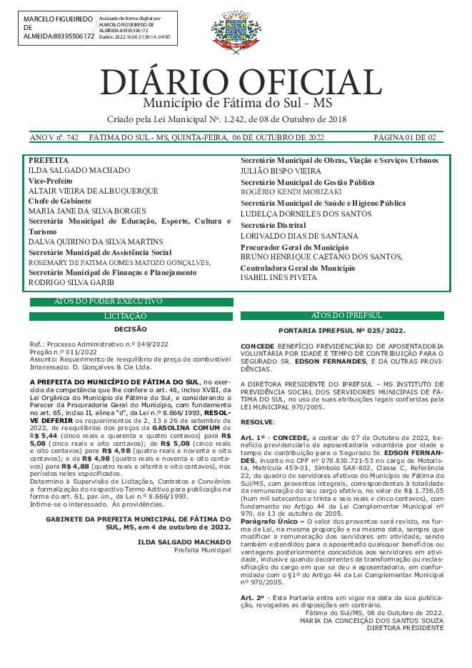 Diário Oficial - Edição nº 742