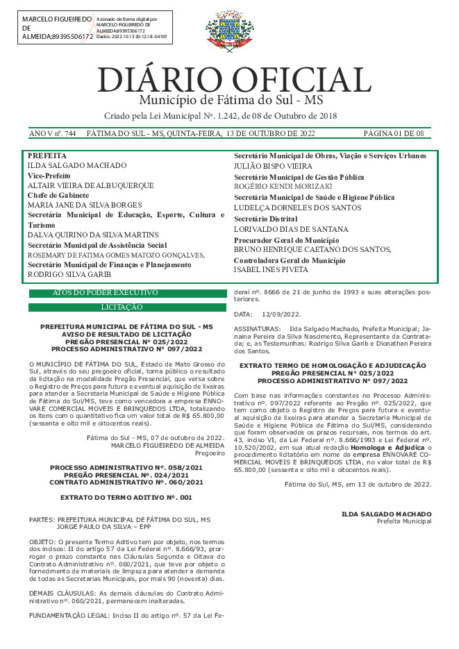 Diário Oficial - Edição nº 744