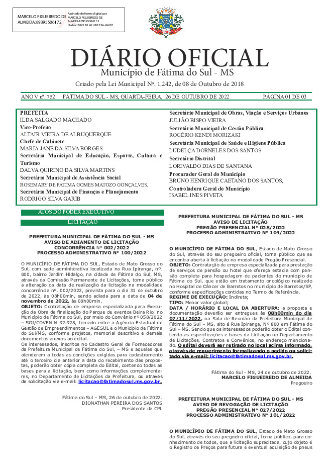 Diário Oficial - Edição nº 752