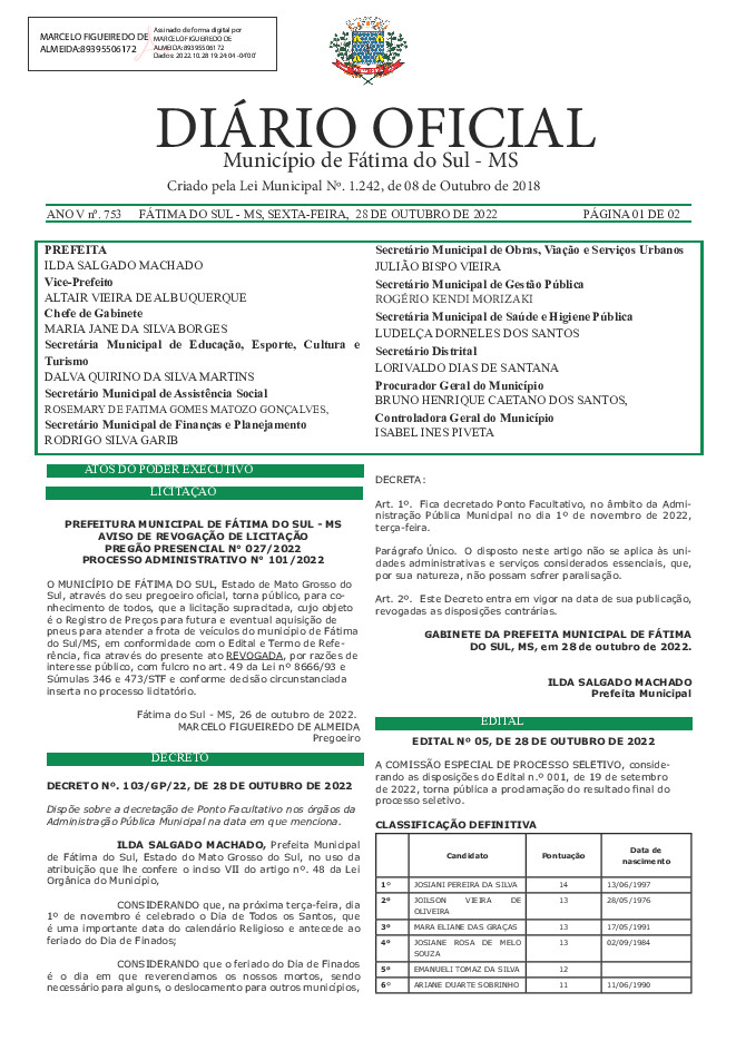 Diário Oficial - Edição nº 753