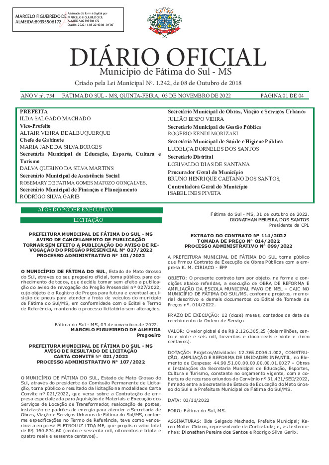 Diário Oficial - Edição nº 754