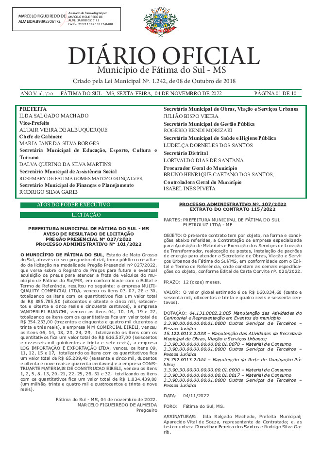 Diário Oficial - Edição nº 755