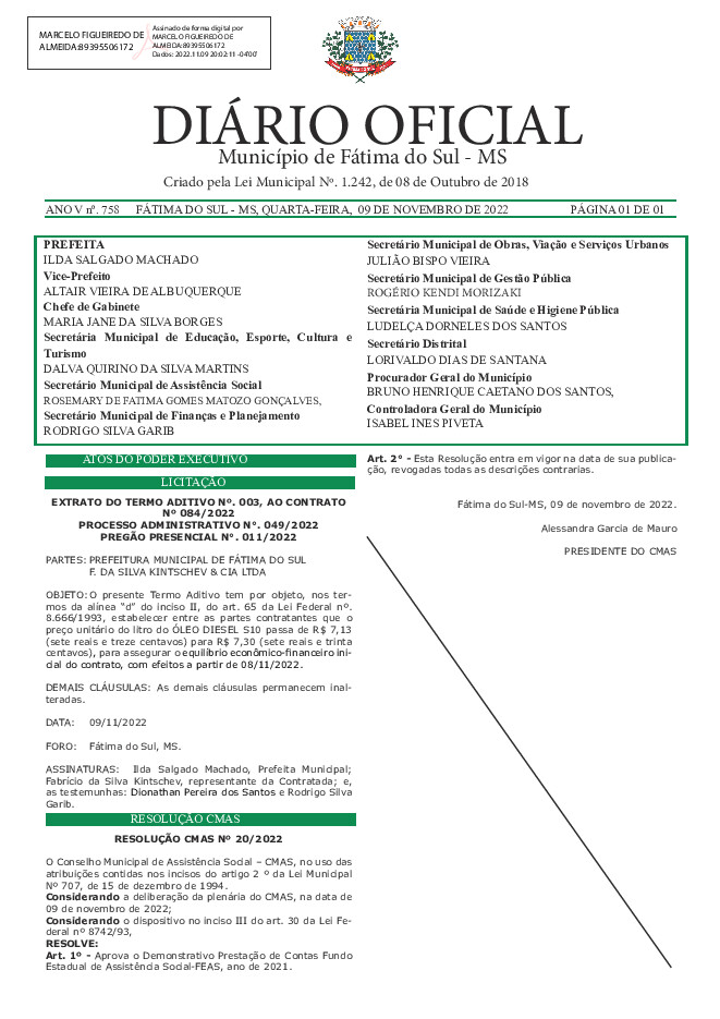 Diário Oficial - Edição nº 758