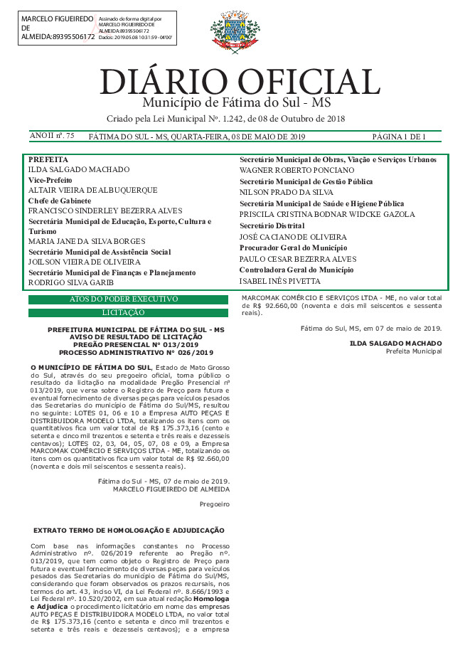 Diário Oficial - Edição nº 75