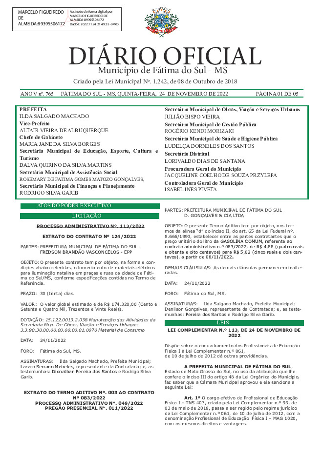 Diário Oficial - Edição nº 765