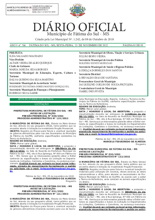 Diário Oficial - Edição nº 766