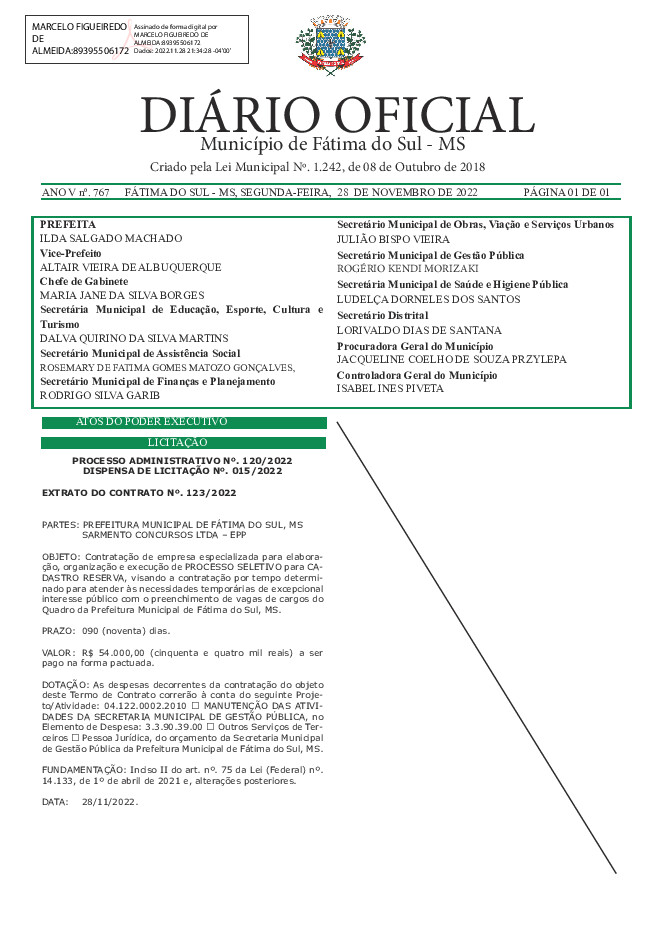Diário Oficial - Edição nº 767