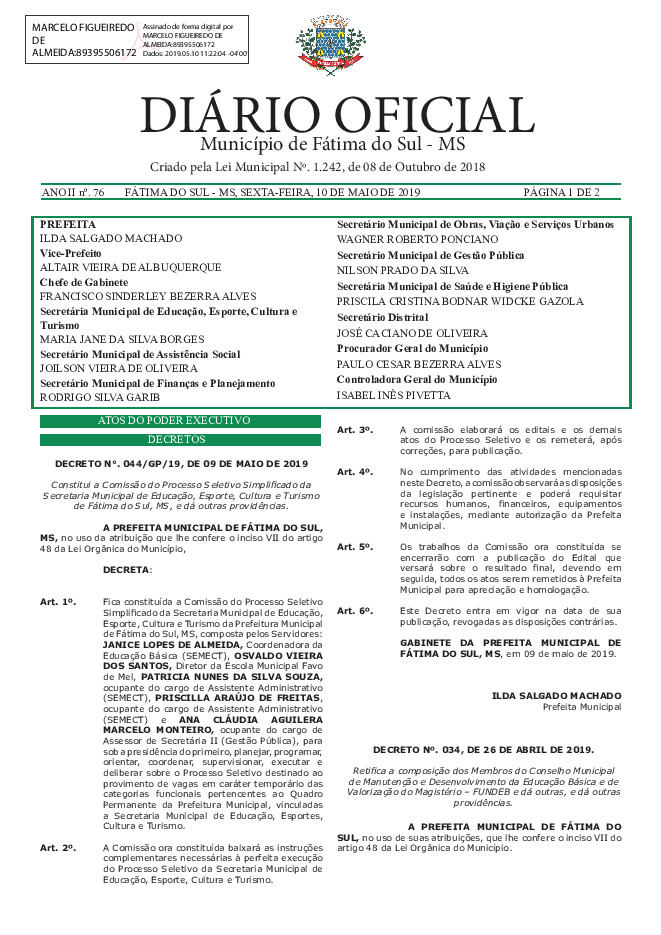 Diário Oficial - Edição nº 76