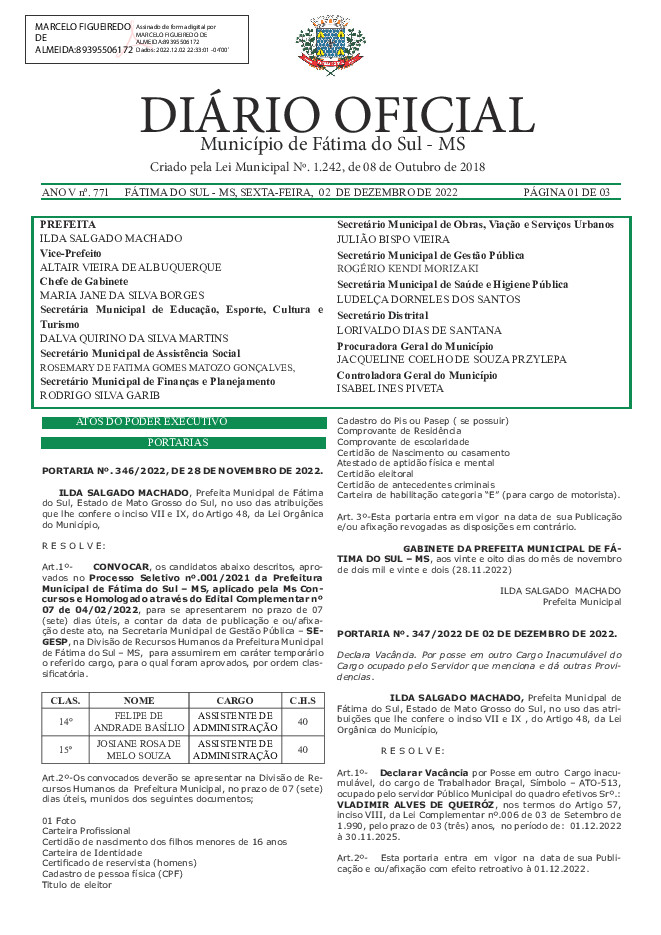 Diário Oficial - Edição nº 771