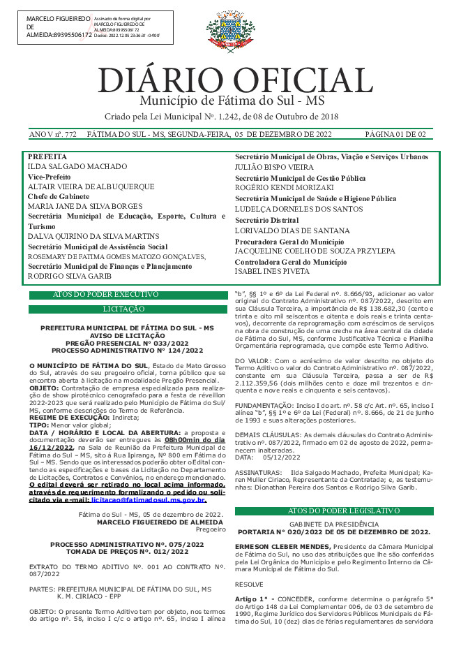 Diário Oficial - Edição nº 772