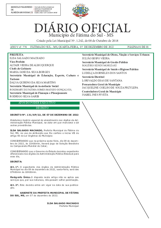 Diário Oficial - Edição nº 774