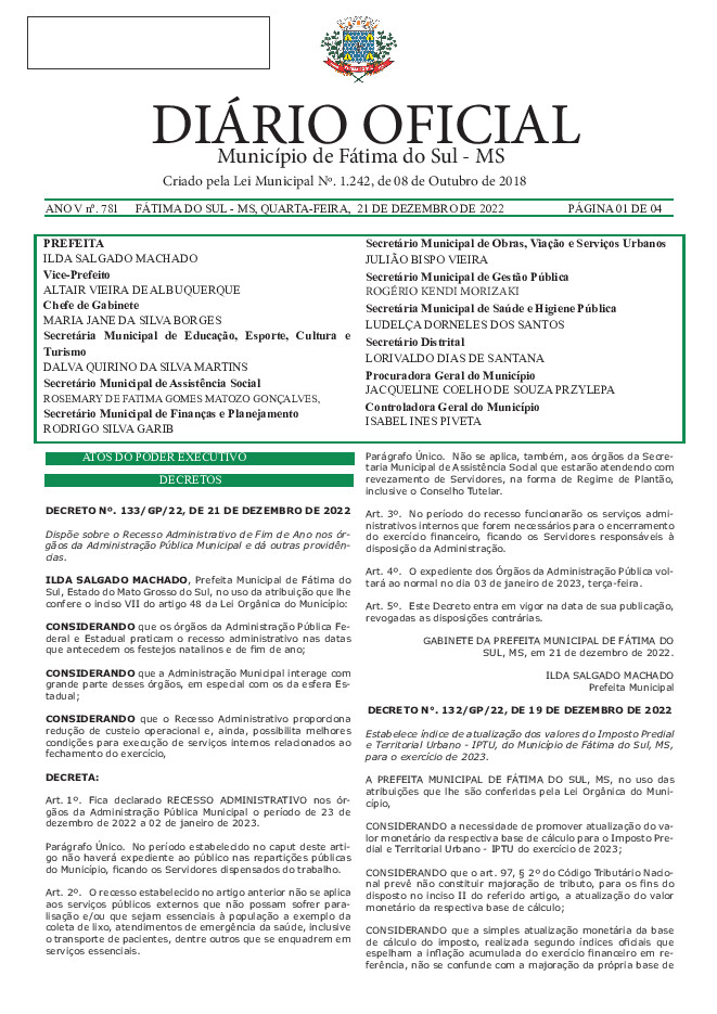 Diário Oficial - Edição nº 781