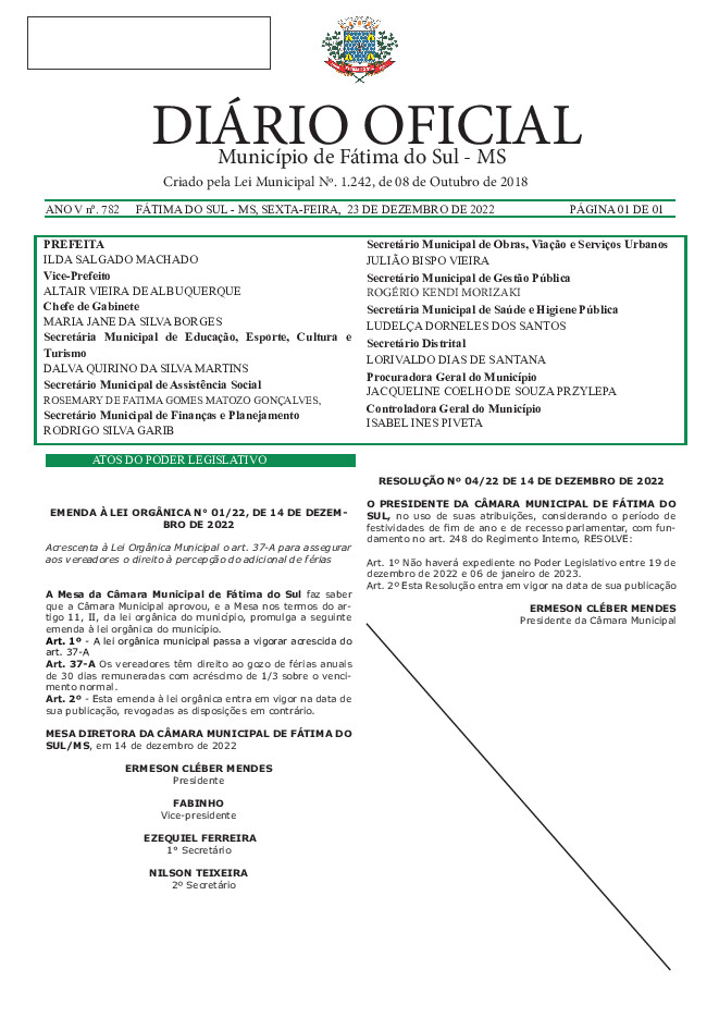 Diário Oficial - Edição nº 782