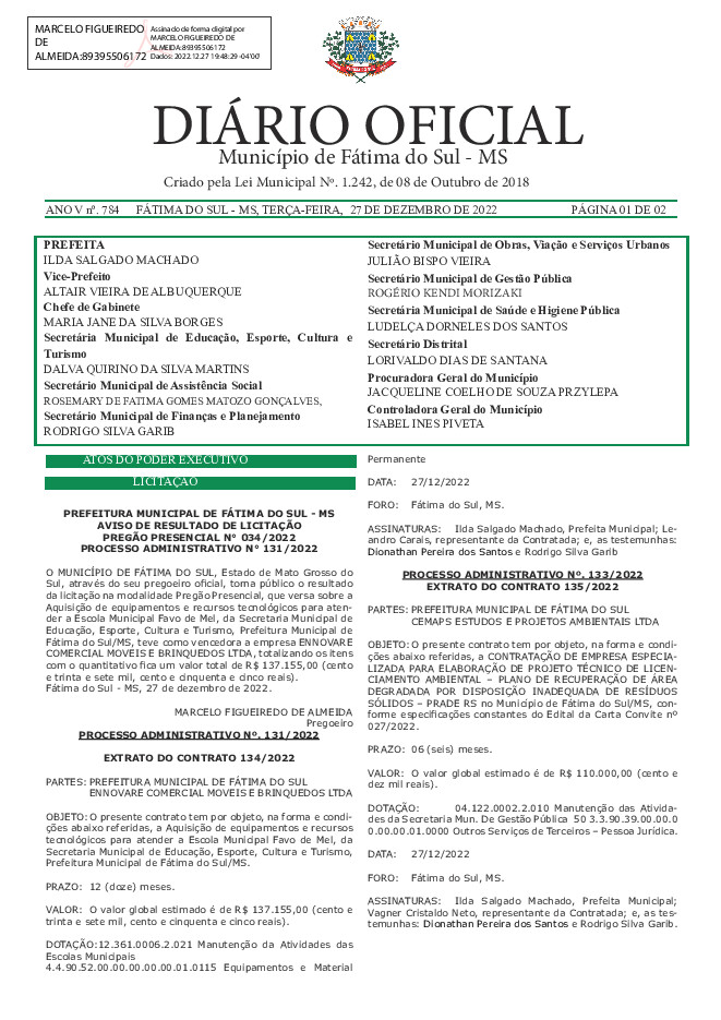 Diário Oficial - Edição nº 784