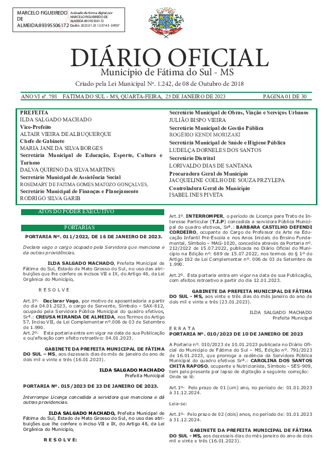 Diário Oficial - Edição nº 798