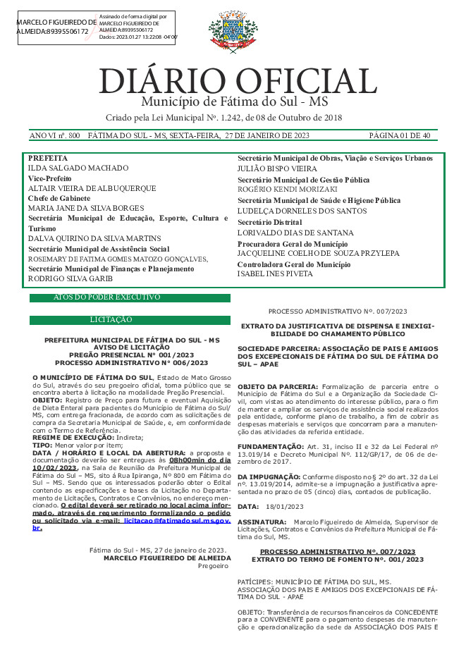 Diário Oficial - Edição nº 800