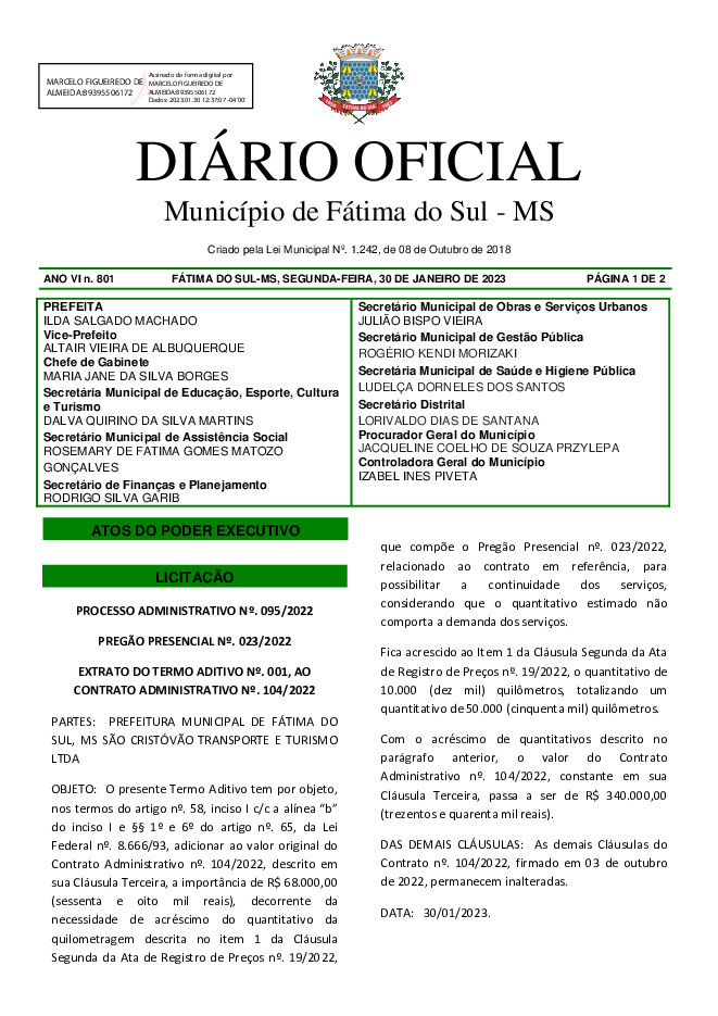 Diário Oficial - Edição nº 801