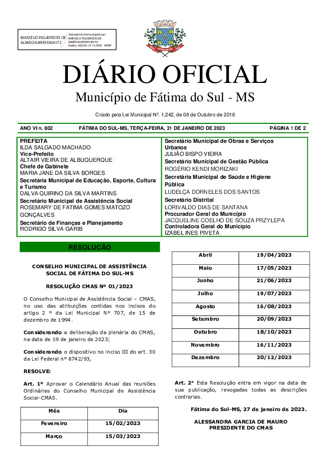 Diário Oficial - Edição nº 802