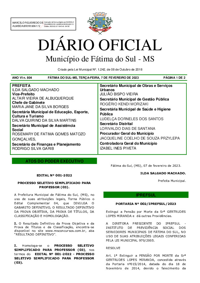 Diário Oficial - Edição nº 804