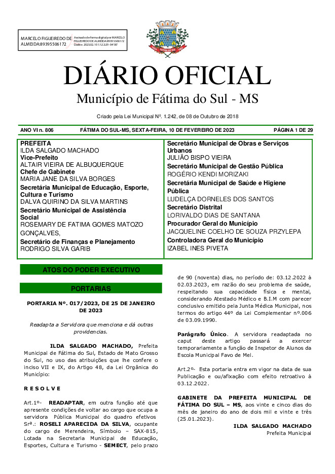 Diário Oficial - Edição nº 806