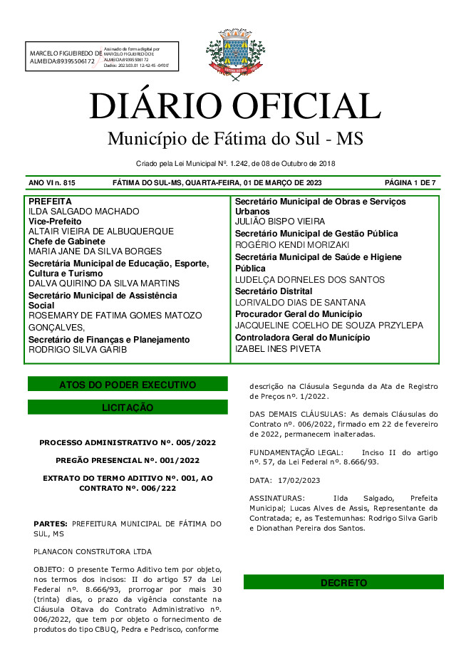 Diário Oficial - Edição nº 815