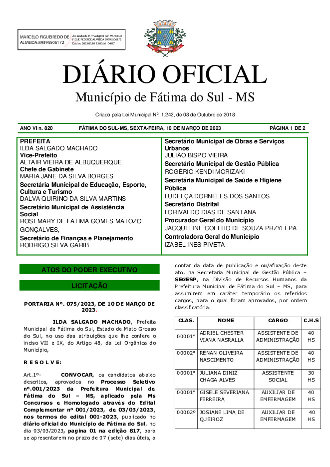 Diário Oficial - Edição nº 820