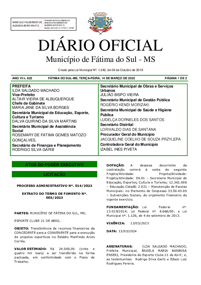 Diário Oficial - Edição nº 822