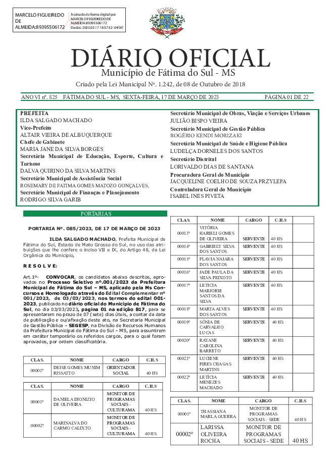 Diário Oficial - Edição nº 825