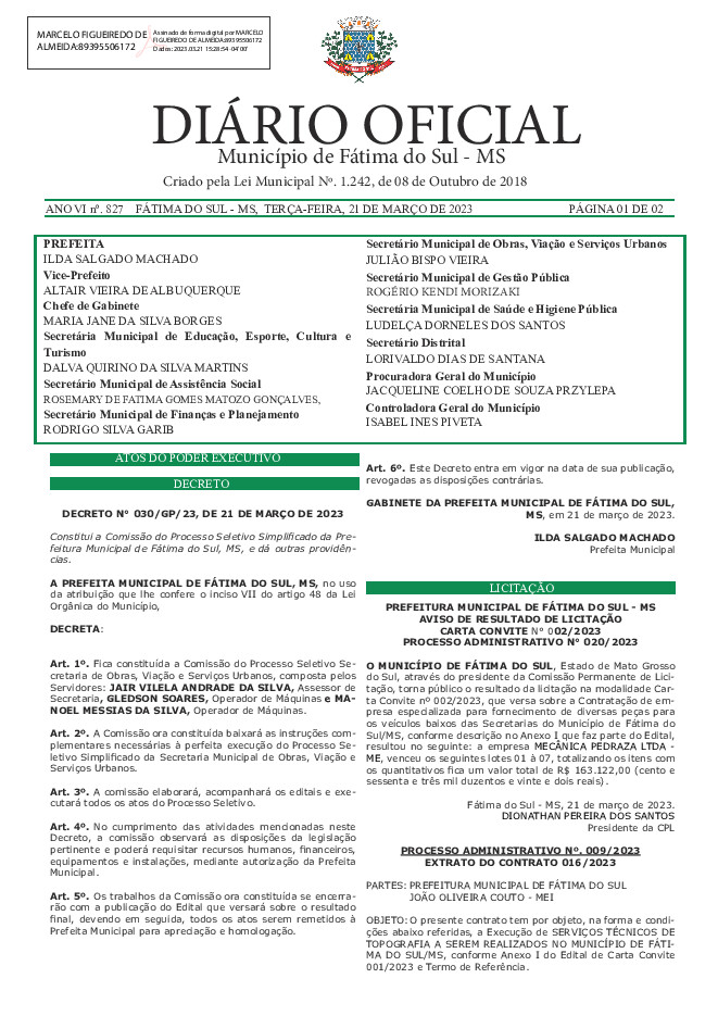 Diário Oficial - Edição nº 827