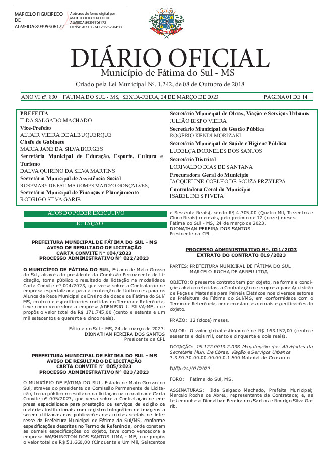 Diário Oficial - Edição nº 830