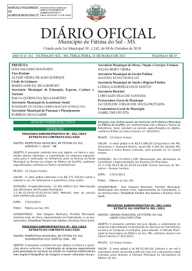 Diário Oficial - Edição nº 832