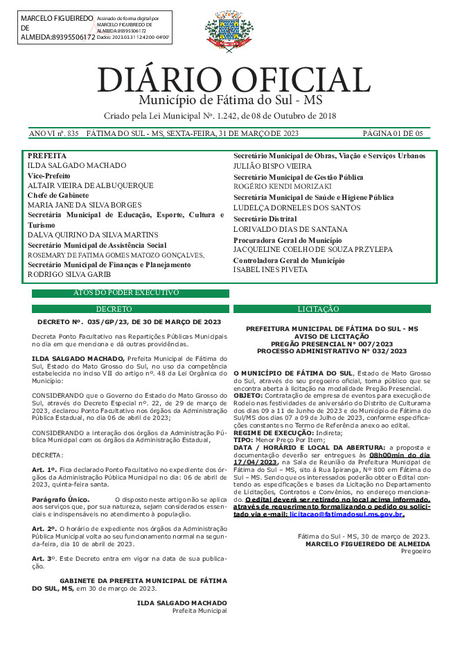 Diário Oficial - Edição nº 835