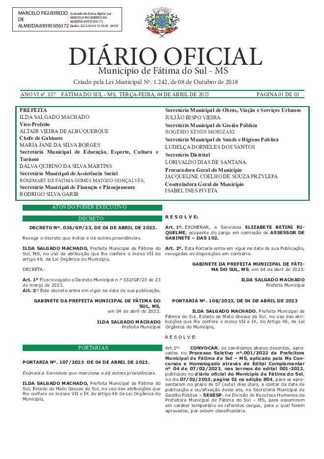 Diário Oficial - Edição nº 837