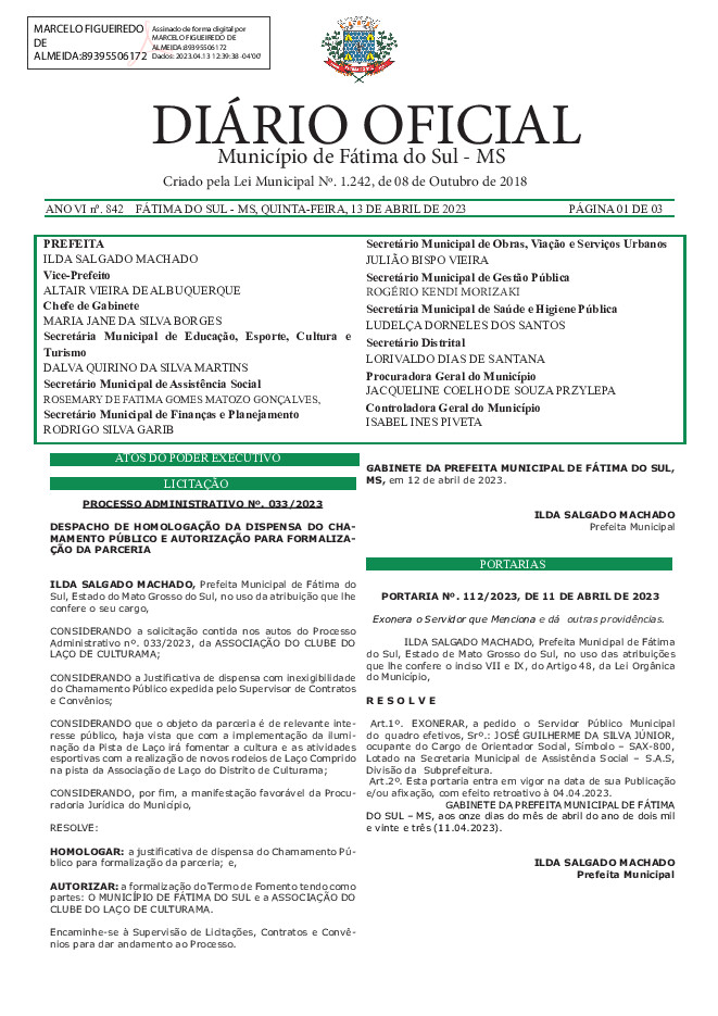 Diário Oficial - Edição nº 842