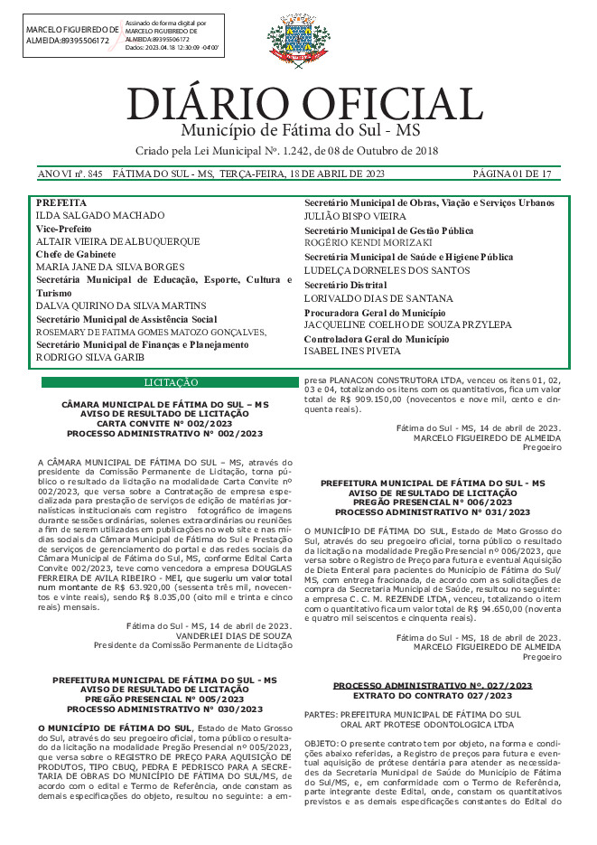 Diário Oficial - Edição nº 845