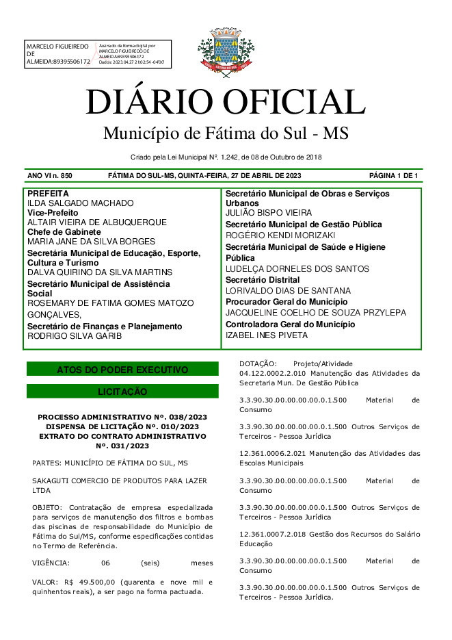 Diário Oficial - Edição nº 850