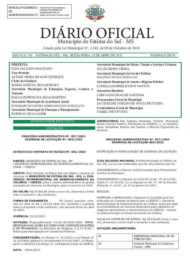 Diário Oficial - Edição nº 851