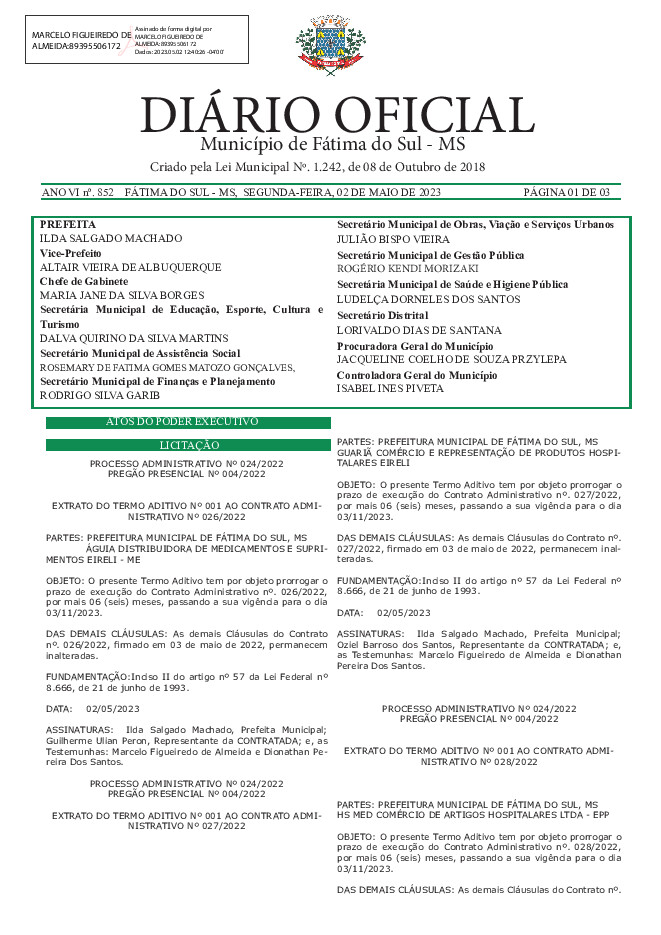 Diário Oficial - Edição nº 852