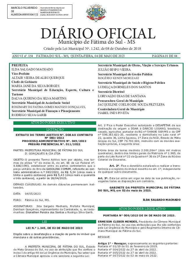 Diário Oficial - Edição nº 854