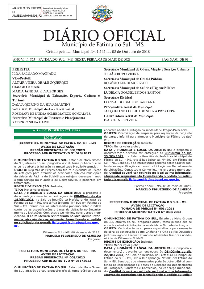 Diário Oficial - Edição nº 855